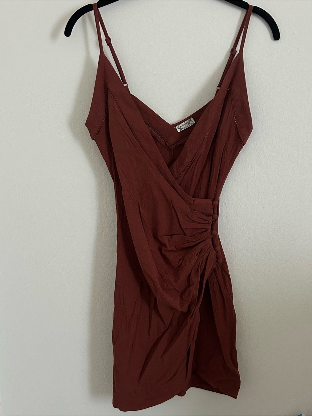 Intimately by Free People Dylan Wrap Slip Dress in Rust Brown size XS